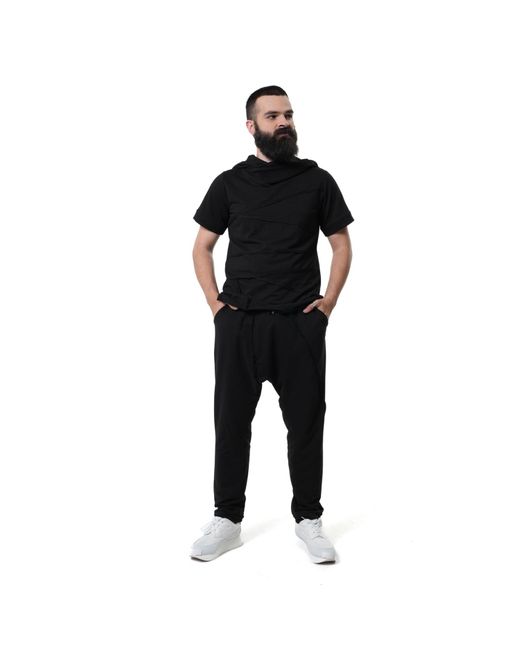 Metamorph Black Short Sleeve Hooded Top for men