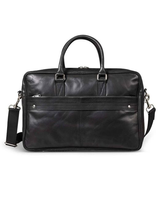Hides Leather Co. Black Full-Grain Leather Briefcase, Work Bag With Strap Organizer for men