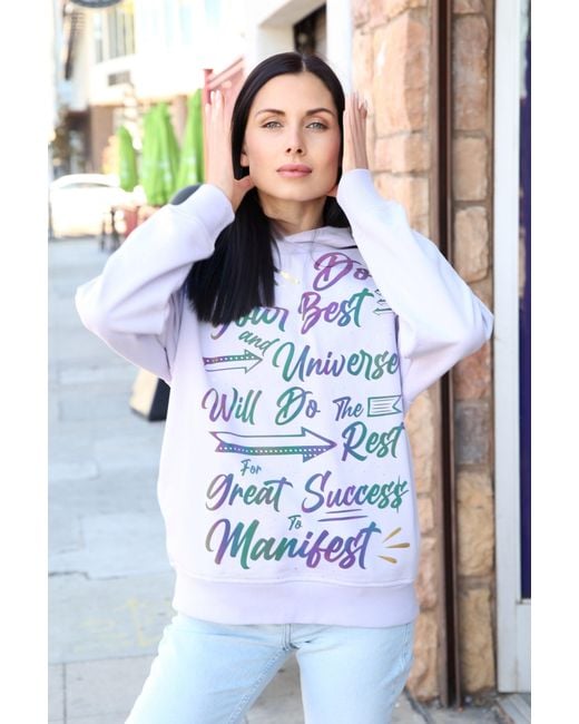 Miracles Manifester Purple Inspirational Affirmation Hoodie With Reflective & Rhinestone Design