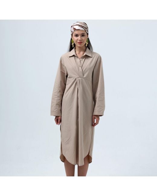 Thisisu Collection Natural Neutrals Jose Twist Shirt Dress