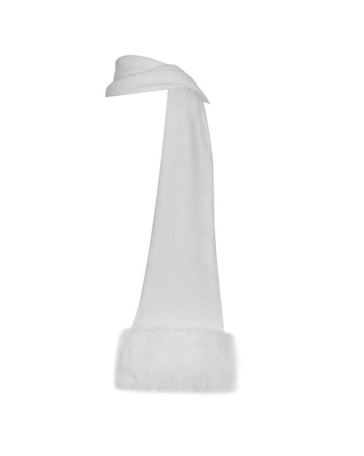 Miss Circle New York White Selma Wool-Blend Ribbed Knit Scarf