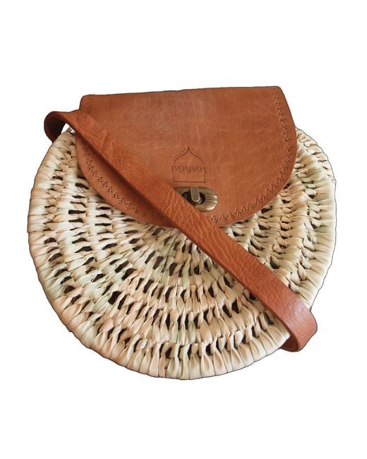 Berber Leather Brown Neutrals The Safi Rattan Round Bag