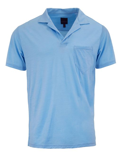 Lords of Harlech Blue Bobby Merino Jersey Collared Shirt for men