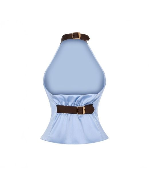 Herfetch Blue Satin Halter Top