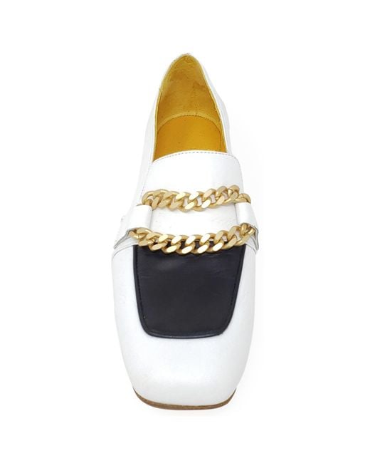 Madison Maison White Flat Loafer Wht/Blk