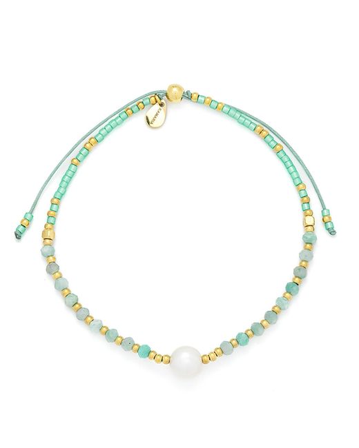 KAMARIA Metallic Lumira Mini Pearl & Gemstone Adjustable Bracelet With Miyuki Beads