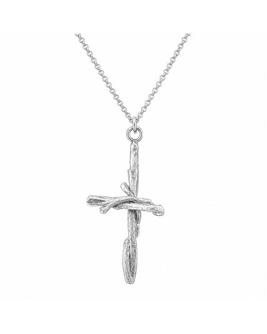Mother Nature Jewelry Metallic Cross Necklace, Handmade Tree Twig Pendant