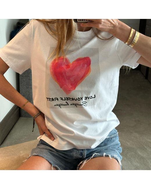 Boutique Kaotique Multicolor Love Yourself First Off- Organic Cotton Self-Care Affirmation Tee