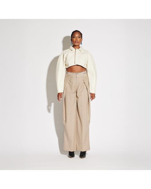 Circular Path White Neutrals Crop Vegan Leather Jacket