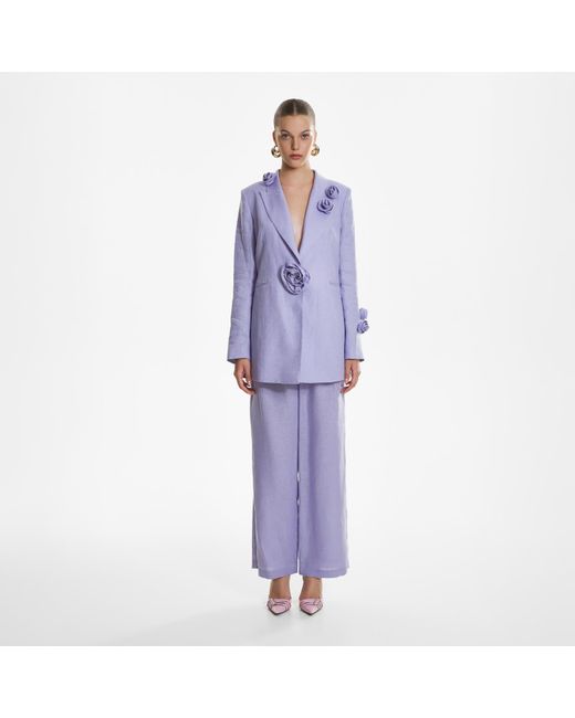 Lita Couture Purple Wide-Leg Trousers