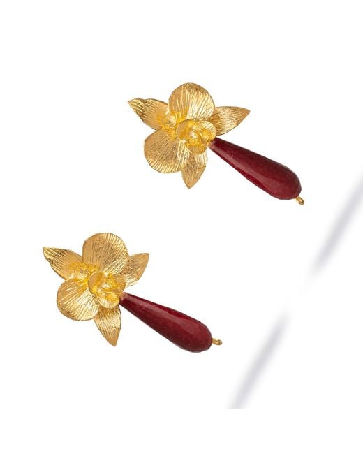 Ebru Jewelry Metallic Orchid Flame Agate Earrings