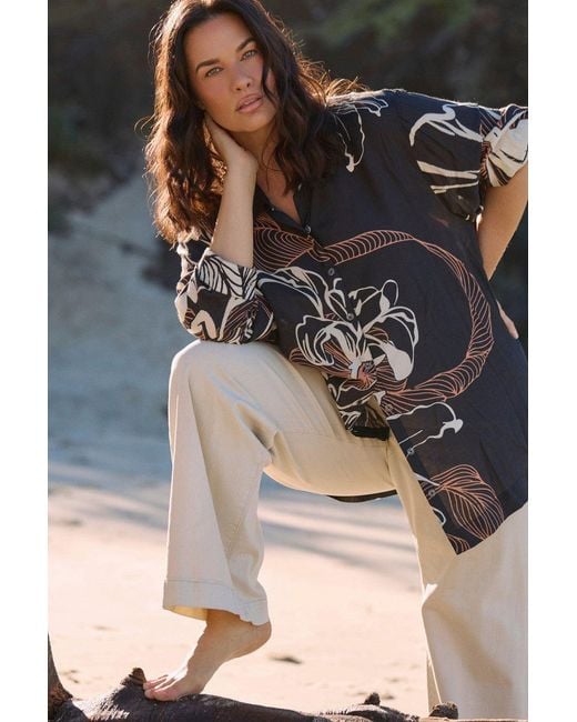 Adrift Clothing Black Jane Collared Shirt