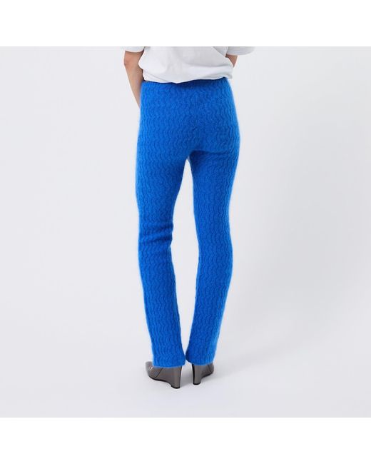 Ccy Currency Blue Mohair Zigzag Knitted Pants