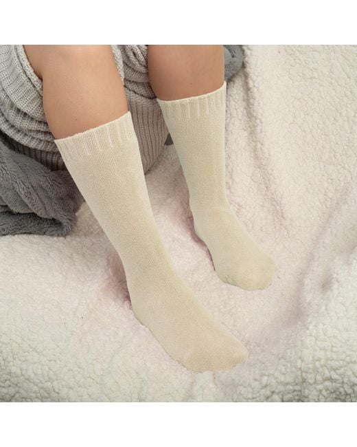 Peper Harow - Made in England Green Neutrals Cream Ribbed Cuff Bed Socks