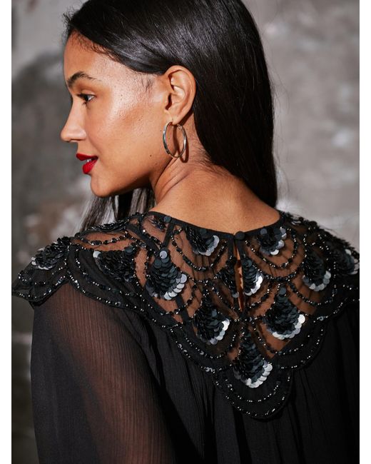 Rose & Nancy Black Bea Sequin Blouse
