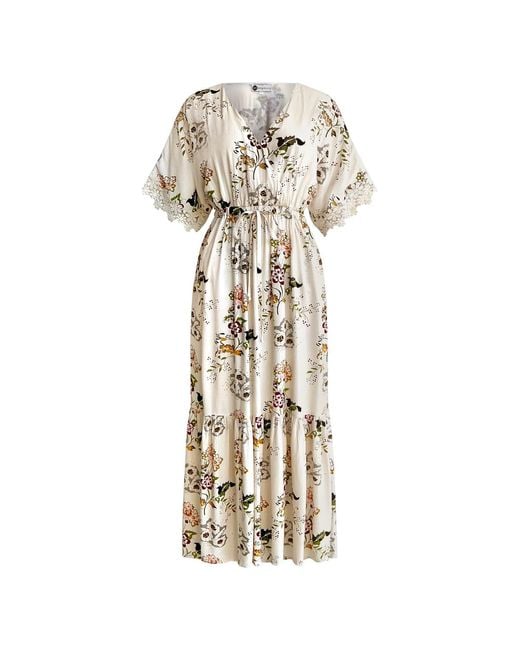 Why Mary Natural Vintage Garden Party Floral Maxi Dress