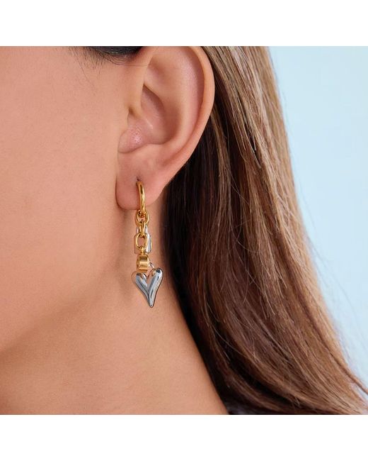 Olivia Le Metallic Love Heart Lock Earrings