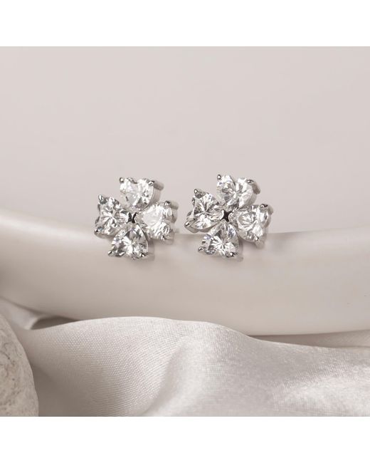 Ep Designs Metallic Flower Heart Shape Stud Earring