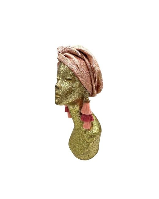 Julia Clancey Brown Brocade & Coral Swinglette Turban