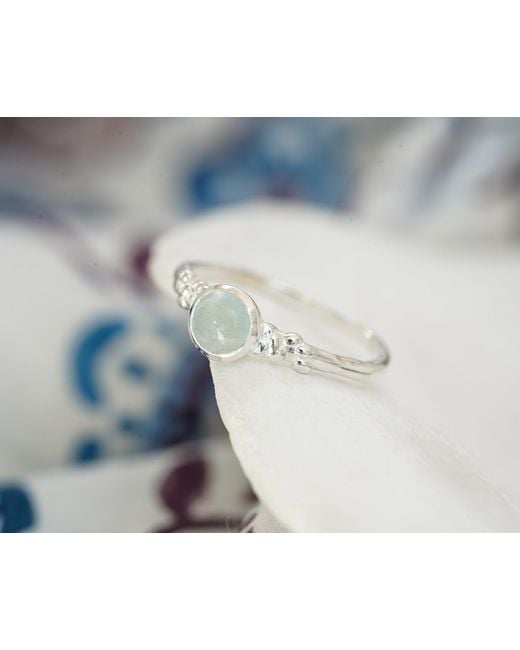 Isla Silver White Sterling Aquamarine Ring