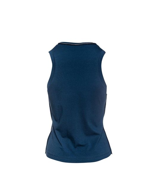 Conquista Blue Zip Detail Sleeveless Top