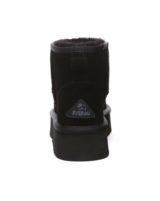 EverAu Australia Black Dusky Leather Platform Short Boots