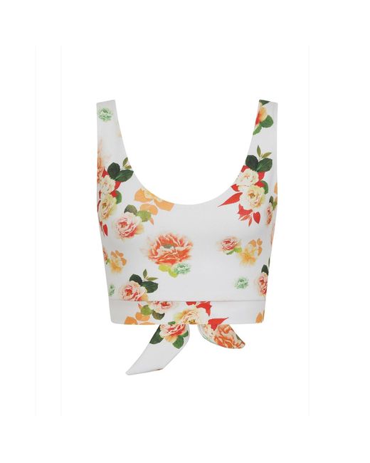 Sophie Cameron Davies White Floral Cotton Crop Top