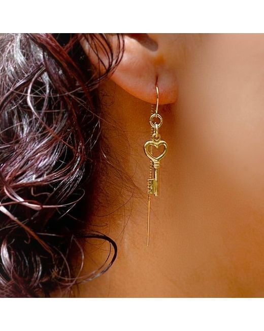 Lexi Jewelry Metallic Key To Your Heart Threader Earrings