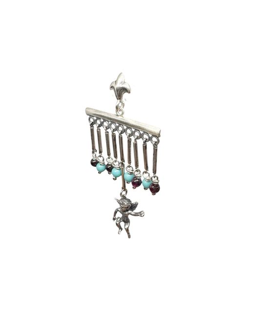 Tg-Jewellery by Tamara Gervasio Metallic Sterling Cherub Chandelier Earrings With Garnet & – Lost Wax Carving