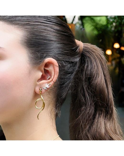Ebru Jewelry Metallic Onyx Eyed Serpent Earrings