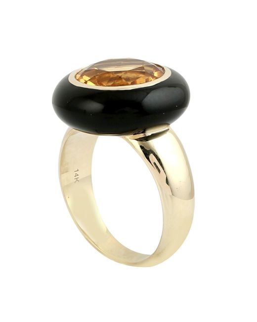Artisan Metallic Citrine & Enamel Cocktail Ring
