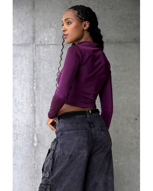 Monzlapur New York Purple Cropped Top With Straps
