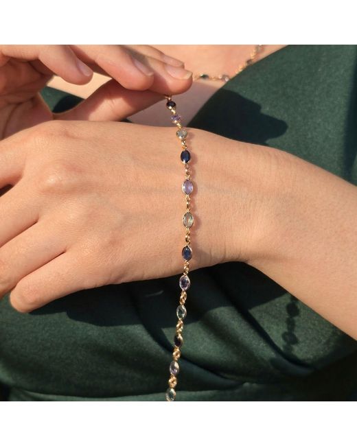 Harfi Metallic Crystal Multi Gemstone Plated Bracelet