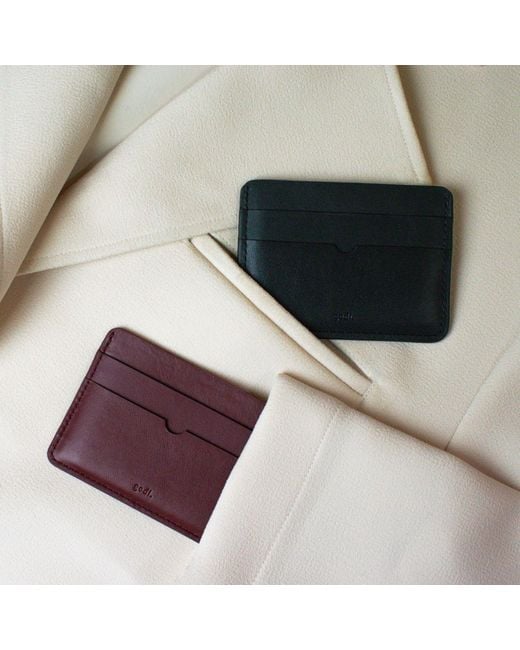 godi. Black Handmade Leather Card Case for men