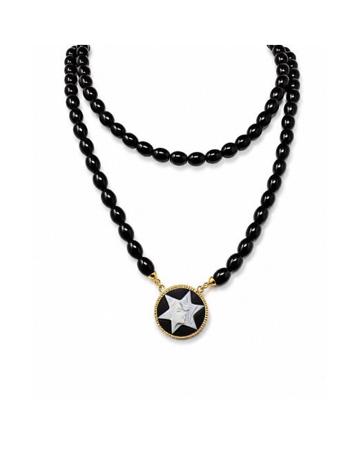Vintouch Italy Metallic Star Dancer Cameo Necklace With Onyx