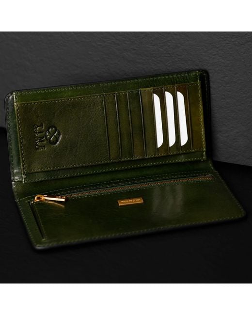 Time Resistance Green Leather Coat Wallet for men