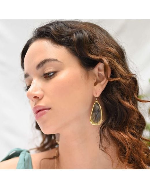 Rare Matters Jewelry Multicolor Fluid Teardrop Labradorite Statement Earrings