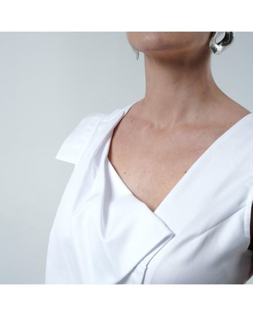 Metamorph Blue Asymmetrical Buttoned Top