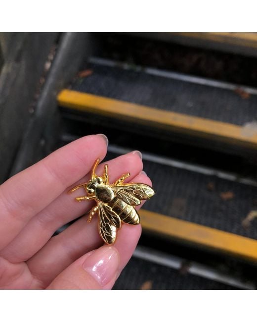 Make Heads Turn Metallic Golden Metal Pin Bee