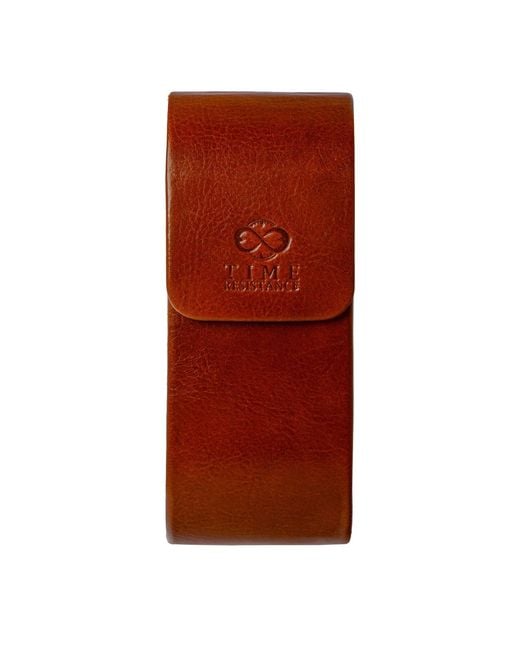 Time Resistance Red Hard Shell Leather Eyeglasses Cover Cognac – The Sign Of Four for men