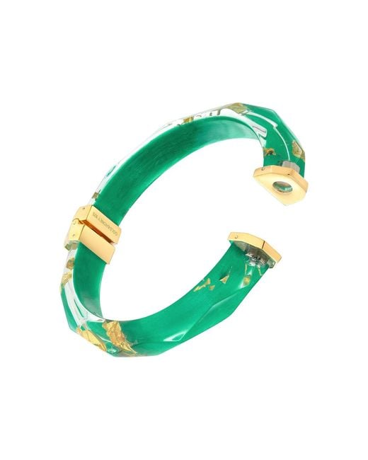 Gold & Honey Green 24K Leaf Lucite Bangle