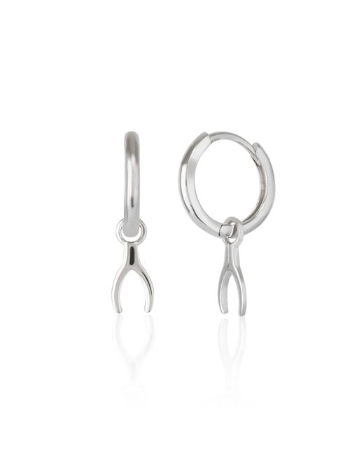 Spero London Metallic Wishbone Drop Charm Sterling Earrings