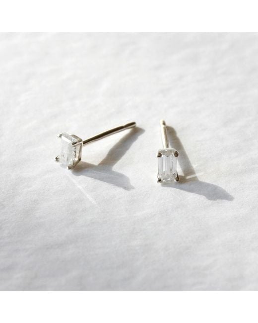 Lee Renee Metallic Moissanite Baguette Earrings