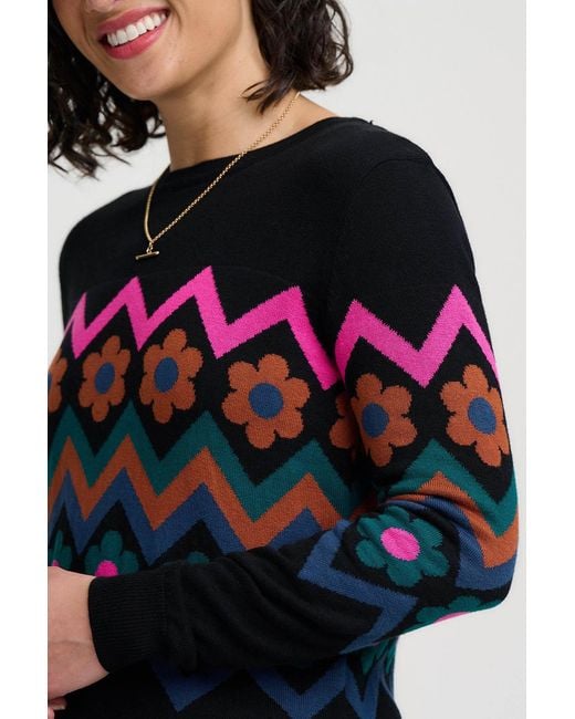 Sugarhill Black Rita Jumper Flower Chevron