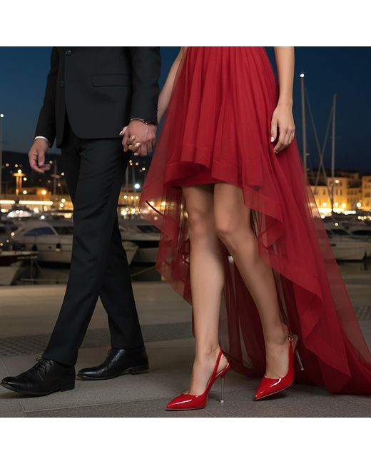 Beautiisoles by Robyn Shreiber Made in Italy Red Marjorie Patent Leather Sexy Pump Comfortable Valentine Evening Sexy Stiletto Heel Sandal