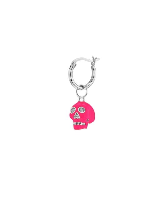 True Rocks Red Sterling & Neon Mini Skull Charm On Hoop for men