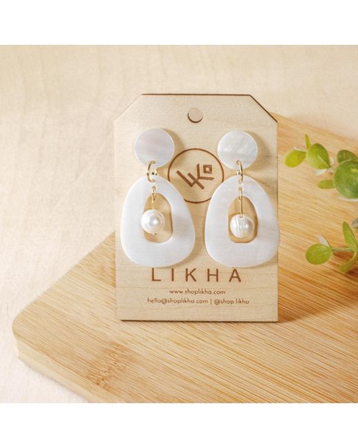 LIKHÂ White Hollow Mother-Of-Pearl Earrings