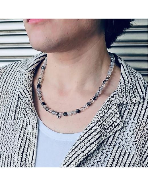 Farra Metallic Rutilated Quartz Necklace for men