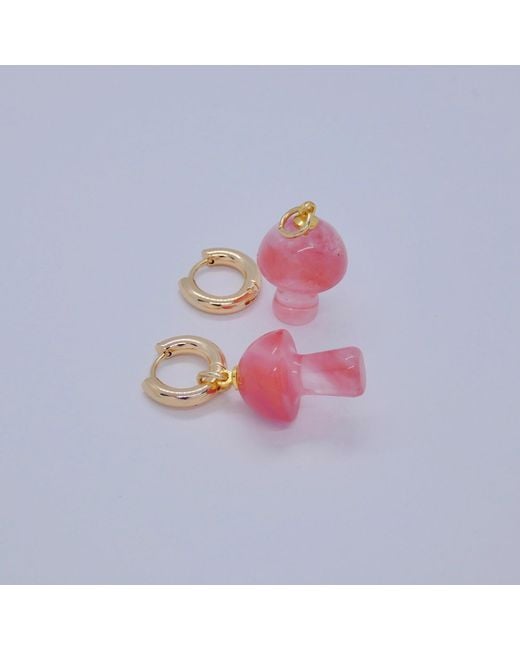 VALERIE CHIC Red Mushroom Cherry Quartz Earrings 18K