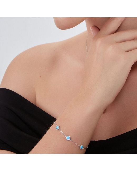 Spero London Metallic Blue Opal Jewelled Sterling Bracelet